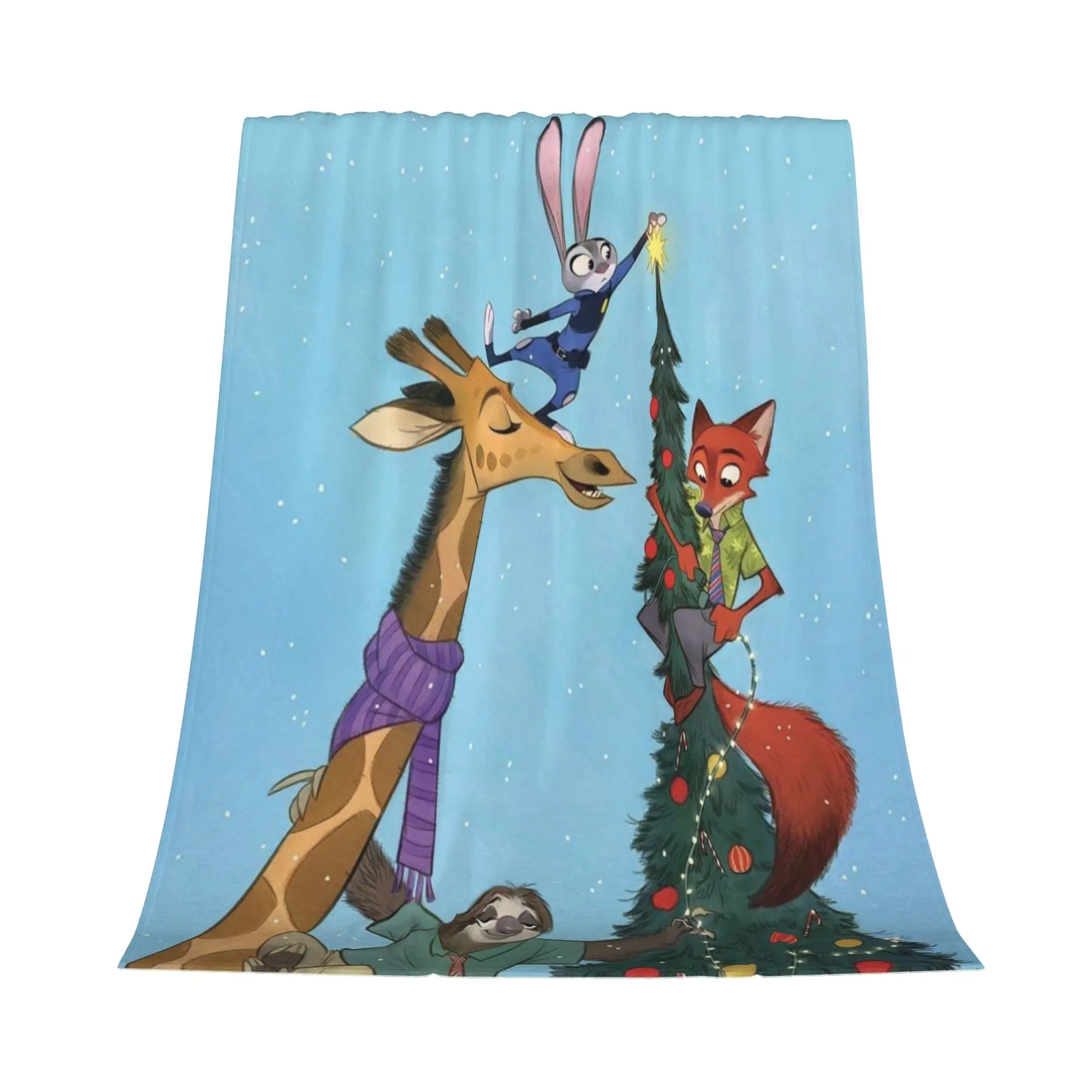 DISNEY CLASSIC [2026 New] Zootopia Christmas Blanket, Judy & Nick Soft Flannel Fleece Throw Blanket for Kids Adults, Holiday Themed Blanket for Bed Couch Sofa, Ideal Gift for Zootopia Fans