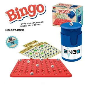 Blue Bingo Machine with Numbered Balls, Players Match Cards, Mark Corresponding Numbers, Win by Connecting Lines or Patterns, Tabletop Games