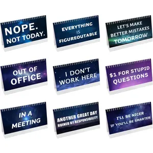 Office Desk Sign,Funny Desk Signs 33 Flip Over Messages Desktop Novelty Accessories For Office Holiday Colleague Coworkers Gag  Supplies-8 x 5 inches
