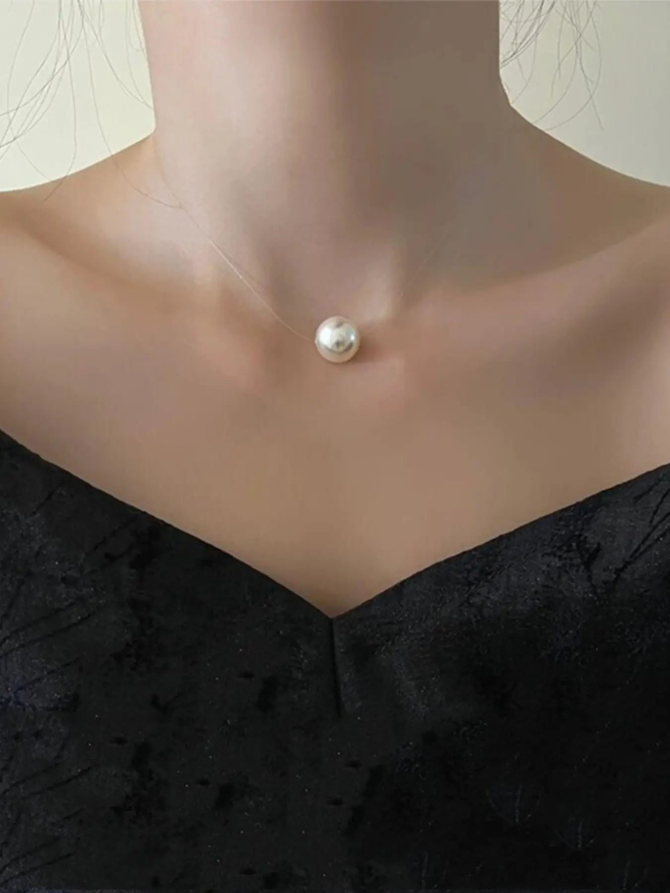 Single pearl necklace, simple chain jewelry, Dainty necklace, Bridal necklace, suitable for bridesmaids, wedding gifts, classic and stylish.