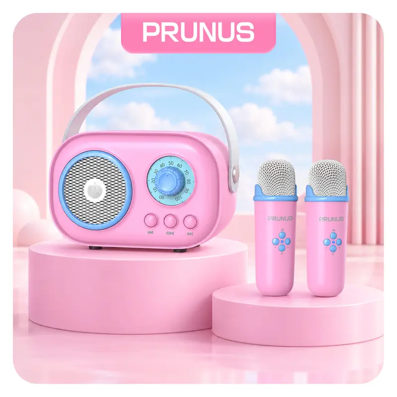 PRUNUS C20 Mini Karaoke Machine,Valentines Day Gifts Her Him Kids Mens Portable Bluetooth Speaker with 2 Wireless Microphone for Boys Girls 3-12+ Years Old Birthday Party Family Gifts
