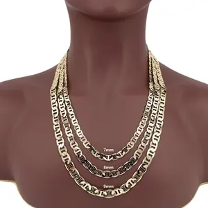 MaxBling81 14K Stamped Mariner Chain - Premium Gold Brass Hip Hop Gold Statement Chain, 7/8/9mm Multi-Size Daily Wear Unisex Fashion Necklace Jewelry Accessory