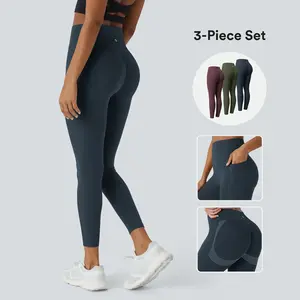 Halara 3-Piece UltraSculpt High Waisted Scrunch Butt Lifting Tummy Control Pocket Shaping Training Leggings Set#TikTokShopSpringGlowUp