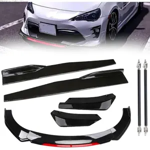 Bumper Lip Bumper Spoiler Side Skirt Extensions for Wide Cars, Sturdy Air Dam Front Bumper Lip Body Kit Replacement Automotive Vehicles Sedans Glossy Black RedXXGlobalBasket8DD18StyleGirlShop