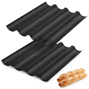 French Rectangular Non-Stick Carbon Steel Baking Pan, 38cm X 33cm Bread Tray, Hole Design for Sourdough French Bread, Ideal for Baking, Bakeware