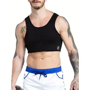 Neoprene material men's tight fitting top with slightly elastic sexy straps and chest support