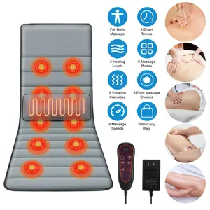 Full body massage pad, electric hot compress, vibration massage pad with 10 vibration motors, 3-speed timed function, inflatable headrest, back, neck, waist relaxation