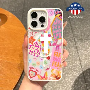 Premium Magnetic Case for iPhone11/12/13/14/15/16/promax Pink Scripture Cross MagSafe Ready,Anti-Fall,Ultra-Thin Design|Perfect for Everyday Use