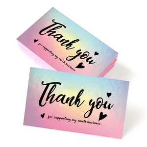 50pcs/pack Laser Reflective Heart Designs Thank You Card 'Thank You' Love Business Card, Thank You Note Cards, Employee Appreciation Cards, Wedding, Holiday Gift Card, Business Thank You Cards, Greeting Cards, 3.54 * 1.97inch, Durable Card