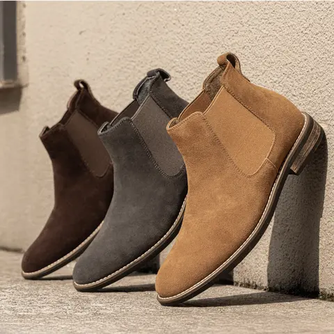 BRUNO MARC Men's Chic Casual Suede Upper Round Toe Slip-On Ankle Boots - Breathable Formal Footwear with Rubber Sole, Comfortable Fall-Winter Walking Black Shoes