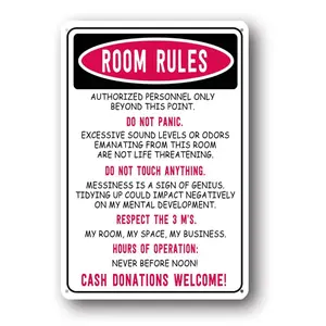 Retro Funny Personal Space Rules Tin Sign Unique Declaration Plaque Ideal for Bedroom Study and Home Office
