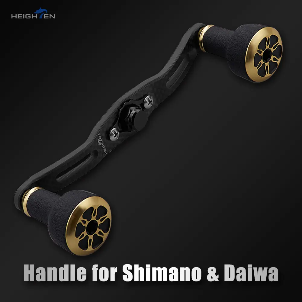 HEIGHTEN Carbon Fiber Power Handle 110mm 120mm with TPE Knob for Shimano Daiwa Abu Garcia Baitcasting Reels Replacement Handle