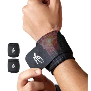 2 Pack Wrist Compression Straps – Dual‑Layer Wrist Brace for Pain Relief & Support, Tendonitis, Carpal Tunnel, Arthritis – Adjustable Wrist Wraps for Fitness, Workouts & Everyday Use (Black)