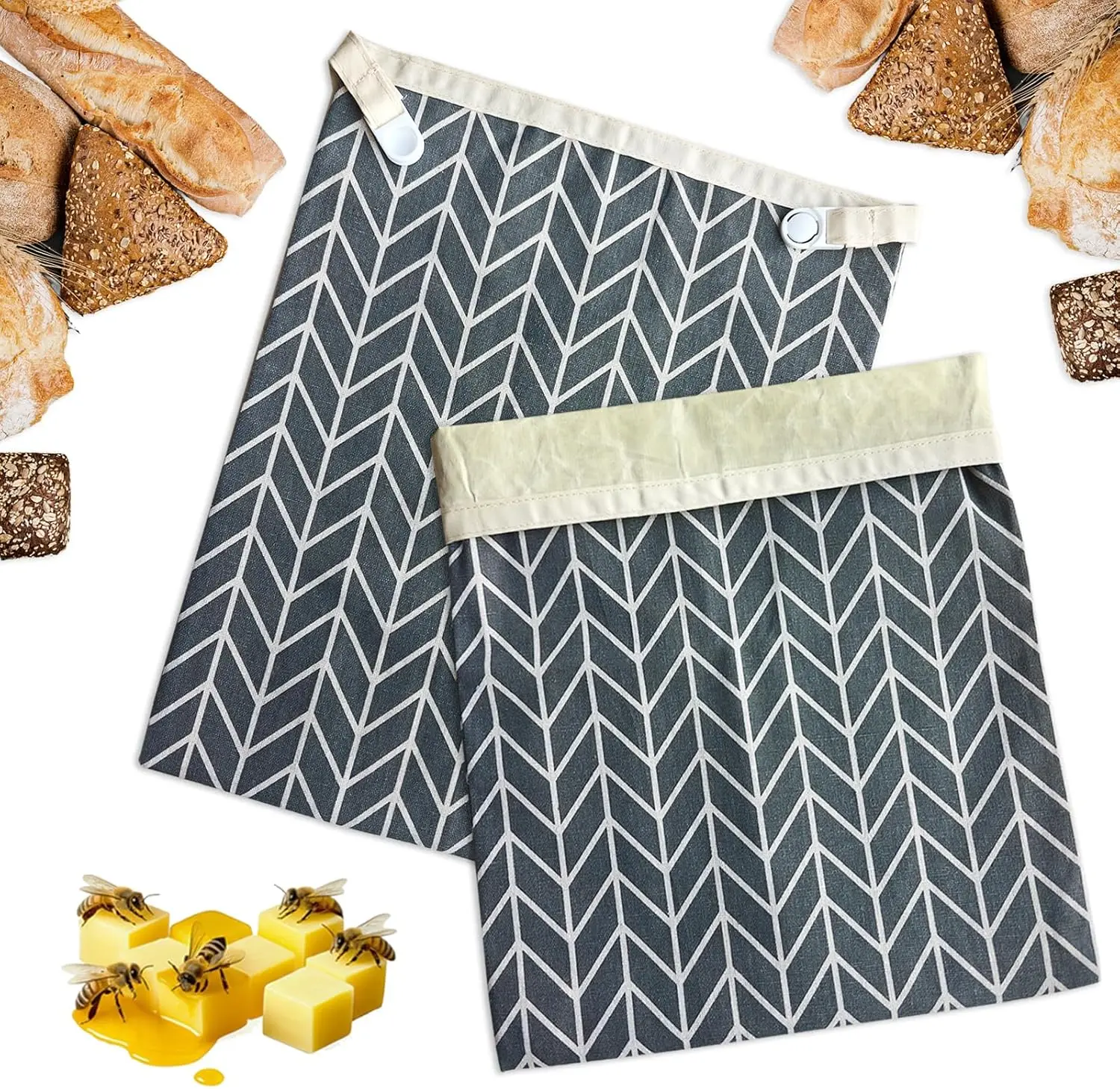 2 Pack  Beeswax Bread Bags for Sourdough - 12.6 x 16.3  Storage, Keeps Homemade Bread Fresh