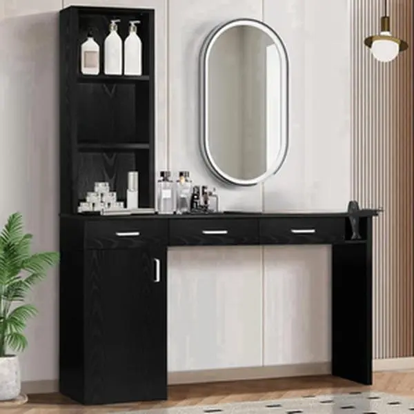[SummerWins] HOMBCK 70 Inch Barber Station, Salon Station for Hair Stylist, Beauty Barber Equipment with 3 Drawers, Barber Work Station,Experiment bench, White/Black/Pink for Lab summer garden,fathers day gift ideas#home essentials#back to school