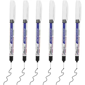 6 count Deep Hole Marker Pens, Construction Markers Marking Tool, Permanent Markers Carpenter Ink Marker Pens for Carpenters Builders Decoration Construction(Black )