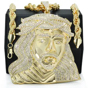 Huge Extra Large "CURLY JESUS HAIR" Fully Iced | 14k Gold Plated Necklace