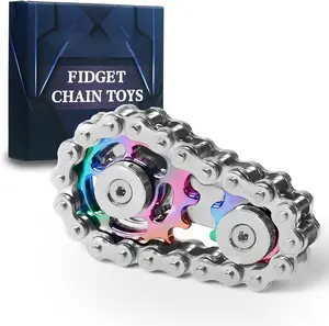 Fidget Toys for Adults Metal Fidget Bike Chain Assemble Fidgets Spinners Toy for Teens Cool Gadgets Desk Office Gift Anxiety Relief Items Stress Tool Sensory Stim Toy for Autism ADHD- Color