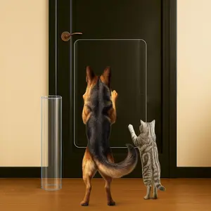 Heavy Duty Door Protector from   16 x 30'' Transparent PVC Pet Door Guard Protection, Easy Install & Remove Custom-Cut Anti-Scratch Shield for Interior Doors,   Prevention 1-Pack