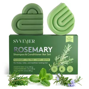 Svvimer Shampoo Bars and Conditioner Set - Rosemary Biotin Shampoo for Hair Growth - Strengthening, Thickening & Volumizing - Women and Men Travel Size Sulfate Free 6.3 Ounce