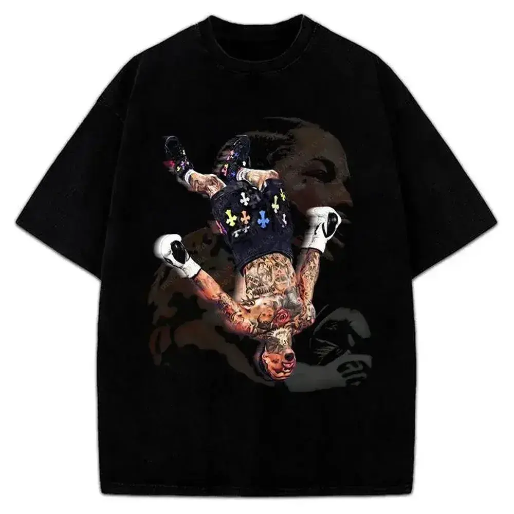 Men's Gervonta "Tank" Davis Boxing World Champion Custom Graphic T-shirt, Thick Casual Streetwear Tee with Spandex for Office Wear