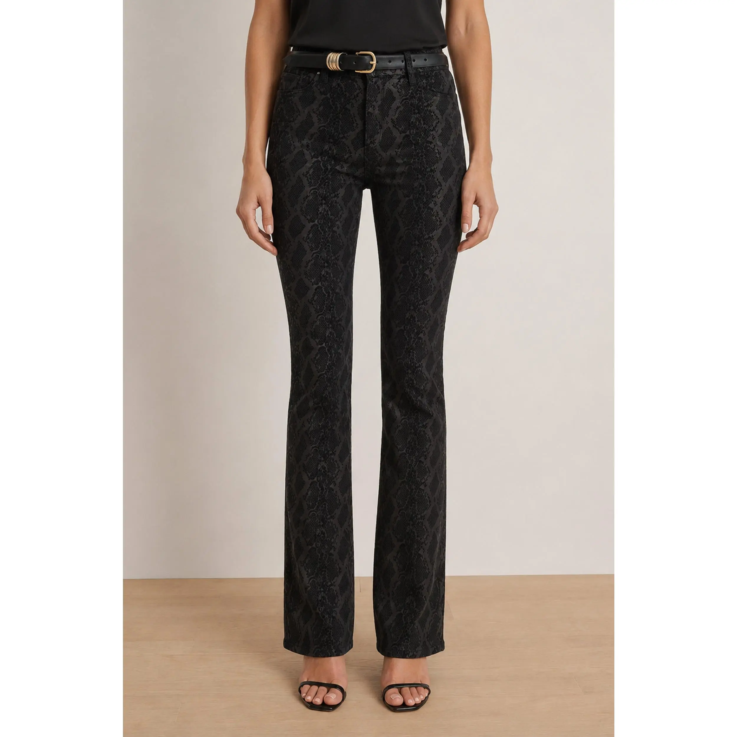 Aria Flare Jean - Black Python