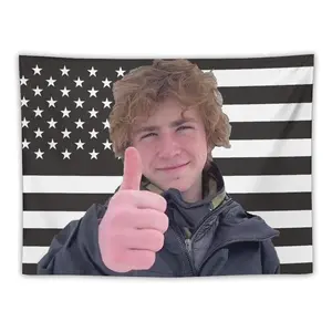 Walker Celebrity American Flag Tapestry, Pink Scobell American Wall Polyester Banner in Bedroom