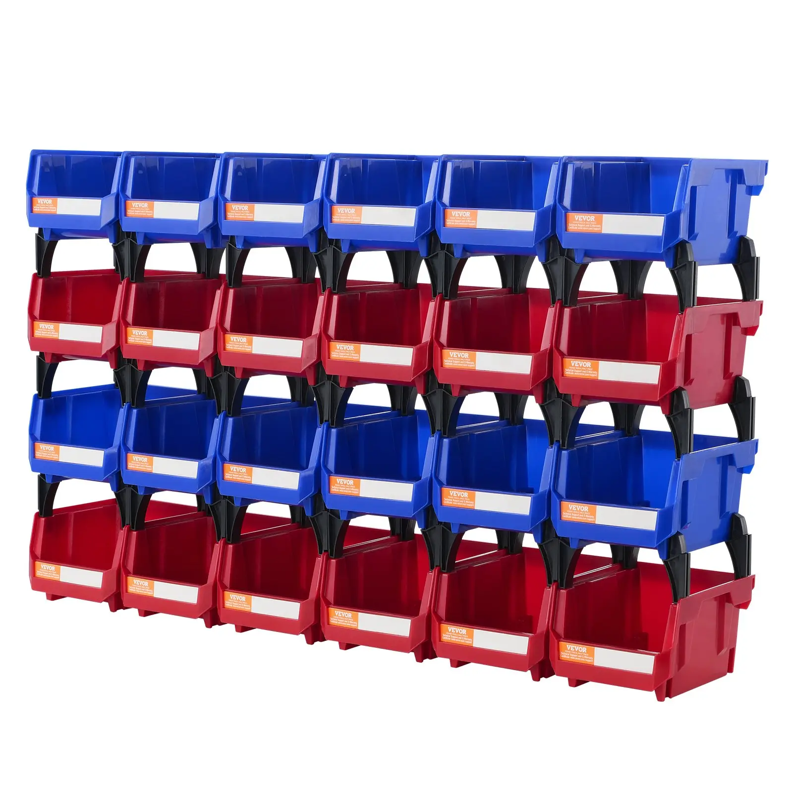 【Summerfinds】VEVOR Plastic Storage Bin, (5-Inch x 4-Inch x 3-Inch), Hanging Stackable Storage Organizer Bin, Blue/Red, 24-Pack, Heavy Duty Stacking Containers for Closet, Kitchen, Office, or Pantry Organization