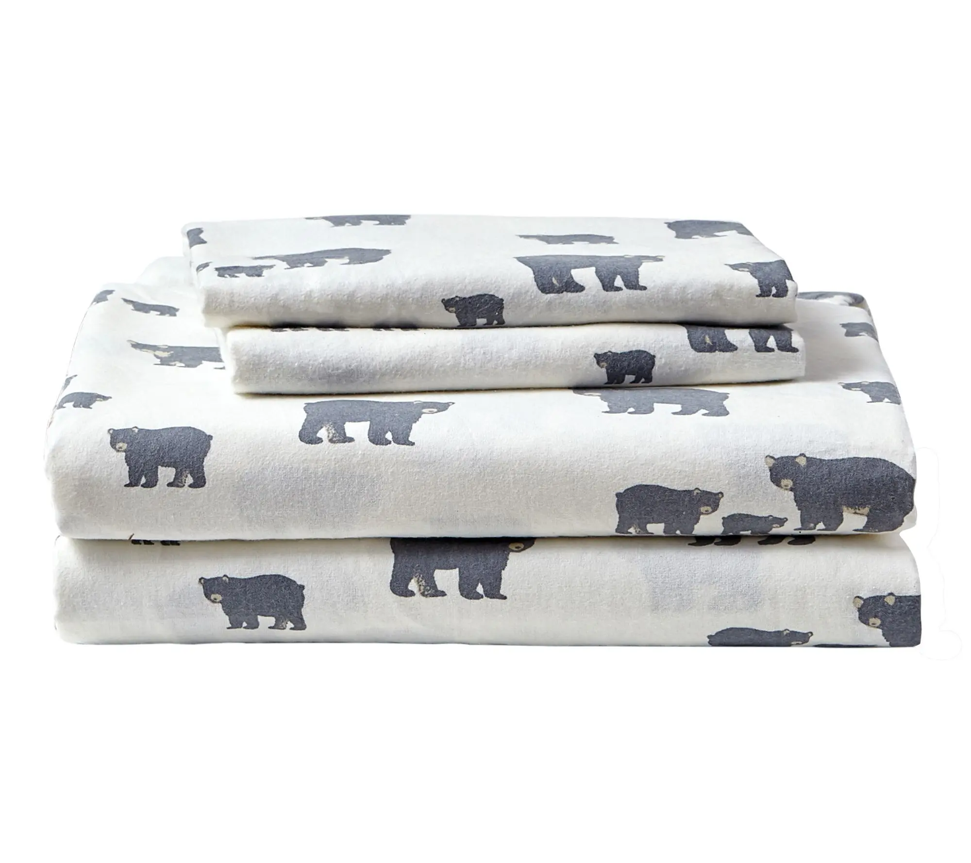 Eddie Bauer Bear Family Grey Cotton Full Sheet Set