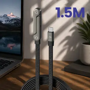 240W Foldable Stand Weaved Charging Data Cable, Type-C to Type-C Connector, USB Power Mode, 240W Output Power