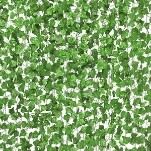 14 Pack 98Ft Artificial Ivy Garland,Ivy Garland Fake Vines UV Resistant Green Leaves Fake Plants Hanging Vines for Home Kitchen Wedding Party Garden Wall Room Decor
