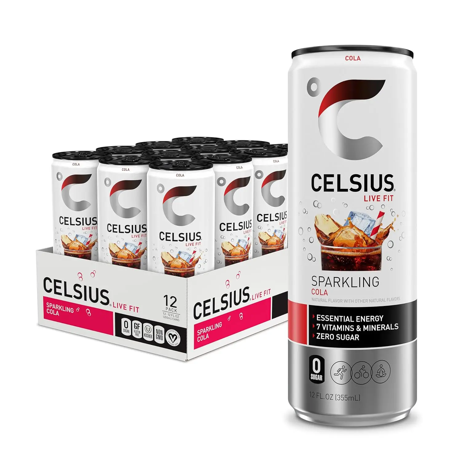 Sugar-Free Sparkling Cola Sport Energy Drink, 12 Fl Oz (Pack of 12)