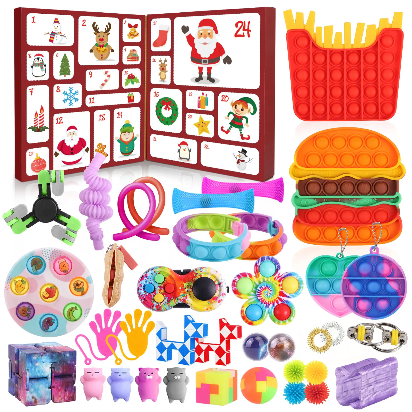 Fidget Advent Calendar 24 Days of Surprises Fidget Toys Box Christmas Countdown for Kids Safe Durable Materials Perfect Gift