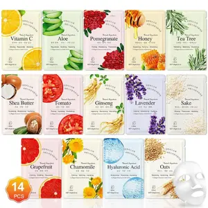 14-Pack Sheet Face Masks – Hydrating Skincare for Dry Skin, Bulk Facial Mask Set for Women, Spa-Ready Face Mask Gift Set