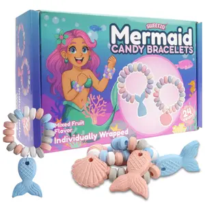 Mermaid Candy Bracelets, Individually Wrapped Edible Jewelry, Girls Birthday Party Favors, 24 Count, 10.16 Ounces