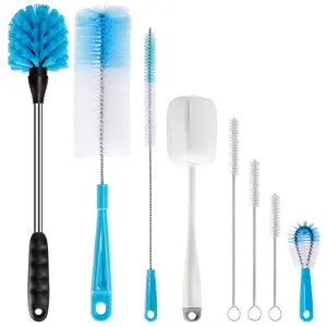 8 Pack Bottle Brush Tube Cleaning Set, straw cleaning brush, long handle beer bottle brush, sports bottle brush, sponge brush, spout cleaning brush, Bottle Cleaning Tools