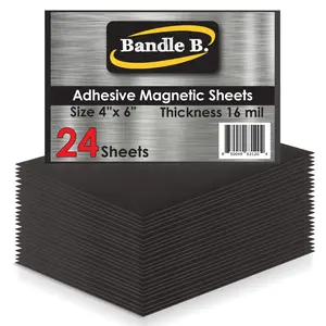 Bandle B. Magnetic Sheets 4" x 6". Magnetic Sheets with Adhesive Backing. DIY Magnets, Metal shelving labels, Christmas crafts and more! Removable.
