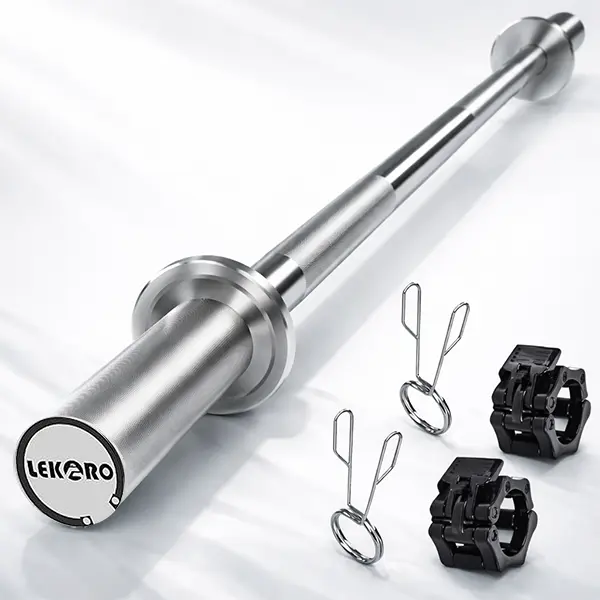 LEKARO 4FT Olympic Barbell, Straight Heavy-Duty Steel Bar with Knurled Handle and Smooth Rotating Sleeves, 350LB Capacity for Home Gym Resistance Training and Upper Body Workouts, Multifunctional Fitness Equipment, Portable Gym Equipment, Strength Trainin