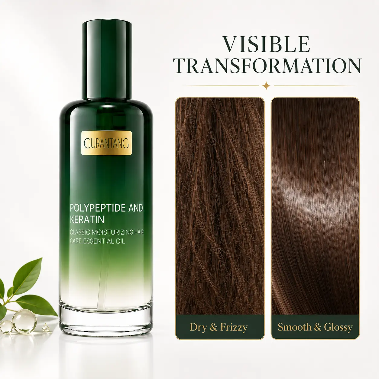 Keratin & Peptide Hair Oil for Smooth & Glossy Hair | Lightweight Non-Greasy Hair Serum for Dry, Frizzy & Damaged-Looking Hair, Anti-Breakage Care, Salon Shine Finish | with Hydrolyzed Keratin, Peptides, Squalane, Vitamin E & 10 Plant Oils