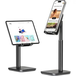 Phone Stand, Height Angle Adjustable Cell Phone Stand, Phone Holder for Desk Compatible with Phone 16 15 14 13 12 Mini 11 Pro Xs Max Xr X 8 7 6 6s Plus,  Smartphones (4-8 inches) - Black