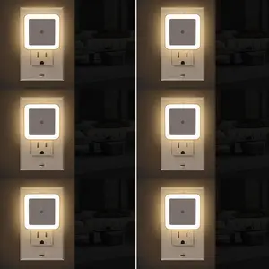 LED Night Light Lamp 6-Pack with Smart Sensor Dusk to Dawn Daylight Warm White 0.5W Plug-in Night Lights for Bedrooms & Bathrooms