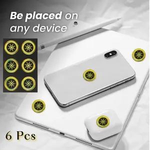 Quantum Shield EMF Reducing Anti Radiation Stickers 6pcs Gold Silver Finish for Phones Laptops Airpods  Cellphone Smartphone Electronic Less EMF Radiations Decorative Stickers