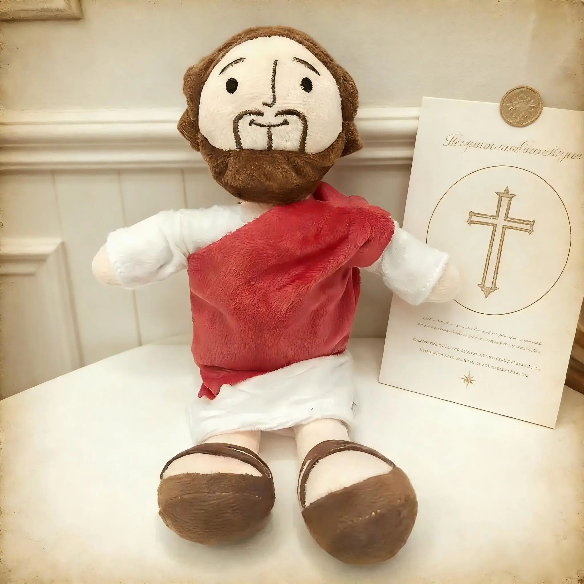 Jesus Plush Toy, Soft Jesus Figure, Christian Religious Plush Toy, Soft Stuffed Animal, Suitable for Children, Churches, Sunday School, Baptism, Christmas Gift, Soft Cuddly Gift, Soft Huggable