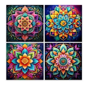4 Pack Mandala 5D Diamond Painting Kits for Beginner DIY Gem Art Full Drill Diamond Dots Crystal Craft Kits for Home Wall Decor Gifts