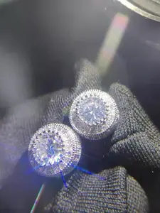 Shiny Cz Earrings, Studs Earrings, Round Design, Unisex Hip Hop Style, Perfect for Anniversary Gifts, Ideal Gift Choice, Fashionable Jewelry, Trendy Jewelry, High Quality Earrings