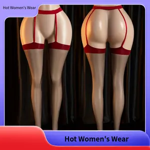 【Hot Women's Wear】[Elegant High-Waisted Stockings] Elegant High-Waisted Suspender Pants Stockings - The Sexy Hollow Design And Breathable Elastic Red Thigh-High Stockings Create A Bold And Refined Look