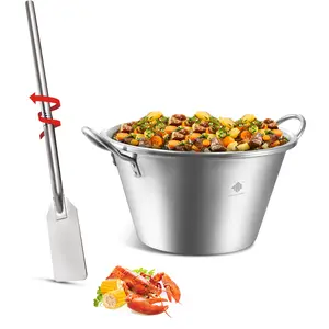 ARC Stainless Steel 21 Inches Heavy Duty Mexican Cazo Para Carnitas with 48" Mixing Paddle,41QT Large Outdoor Wok Great for Carnitas and Braising (41QT+48"paddle)