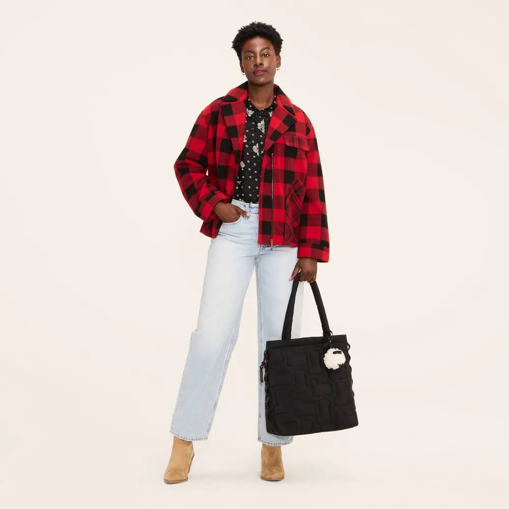 Women's Buffalo Check Melton Jacket - Woolrich, Women's Clothes, Stylish Tops, Polyester-Blend Fabric, Original