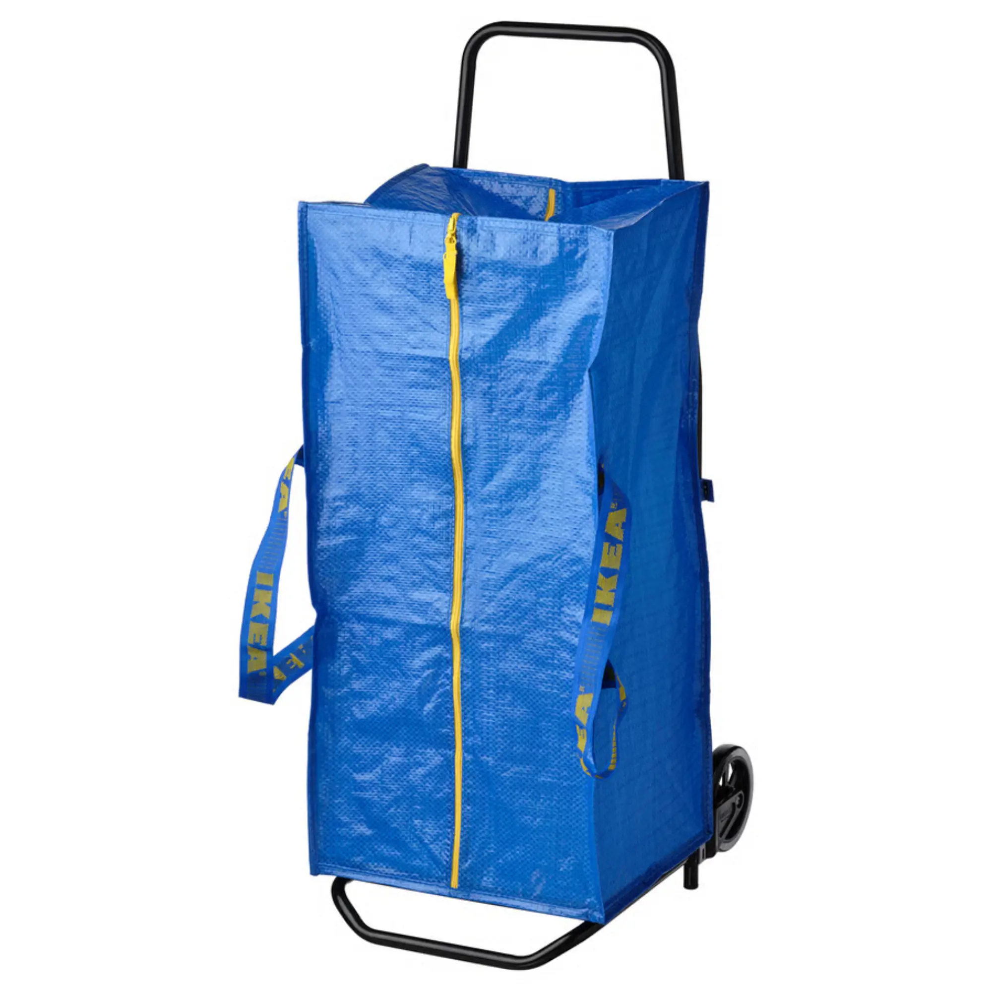 IKEA FRAKTA Large Blue Storage Bag with Zipper & Shoulder Straps – 20 Gal 55lb Heavy Duty Foldable Tote for Laundry, Moving, Groceries & Organization
