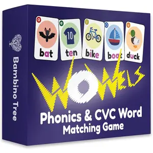 WOWELs Phonics and Vowel Sounds Card Game - Learn to Read Kindergarten 1st 2nd Grade Learning - Short Vowel CVC Words and Long Vowel Matching Game 2-8 Players